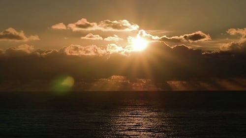 Ocean at Sunset with Golden Light Shining