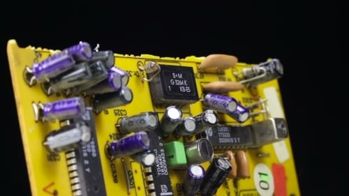 Circuit Board Rotating Revealing Electronic Components
