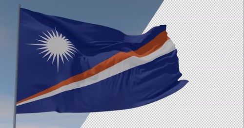 Marshall Islands Flag Waving with Alpha Channel