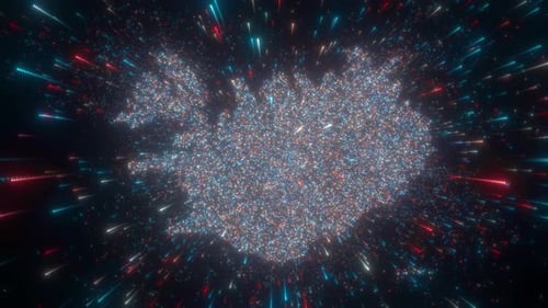 Futuristic Digital Particle Map Animation of Iceland