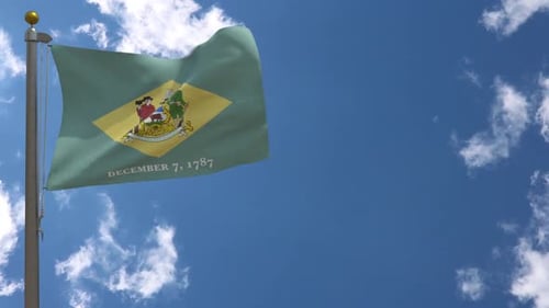Amerikanische Flagge des Bundesstaates Delaware auf Fahnenmast