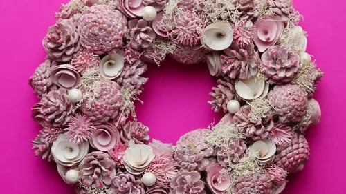 Festive Pink and White Christmas Wreath