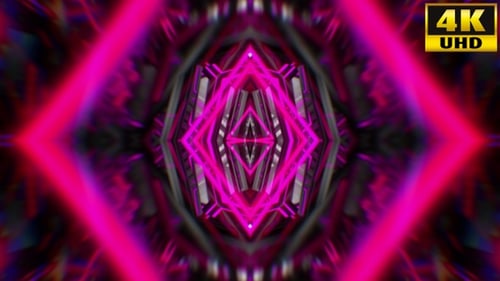 Geometric Pink Neon Abstract Tunnel Loop Background