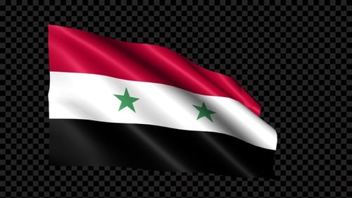 Syria National Flag Waving Animation Loop with Alpha Channel