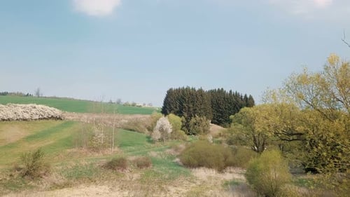 Luftaufnahme der europäischen Frühlingslandschaft