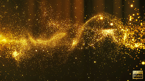 Golden Glitter Particles Abstract Flow Background Animation