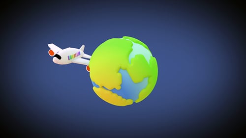 Animated Airplane Flying Around the Globe