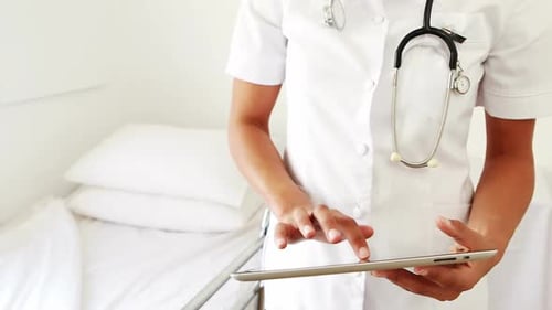 Nurse using tablet