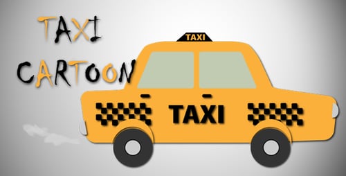 Flat Design Animated Yellow Taxi Car Driving