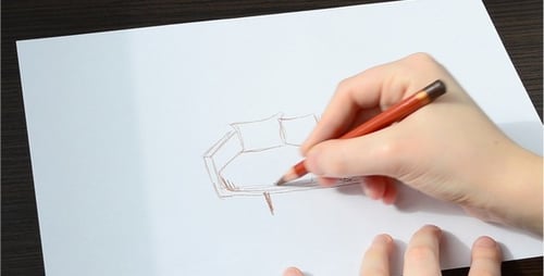 Hand Drawing Sofa Sketch on White Paper