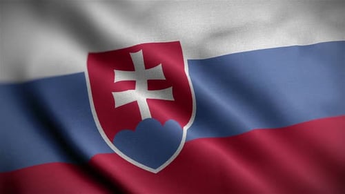Waving Slovakian Flag with Realistic Fabric Texture