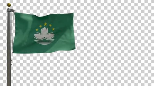 Realistic Waving Macau Flag with Alpha Channel