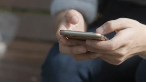 Hands Using Mobile Phone, Close Up Technology