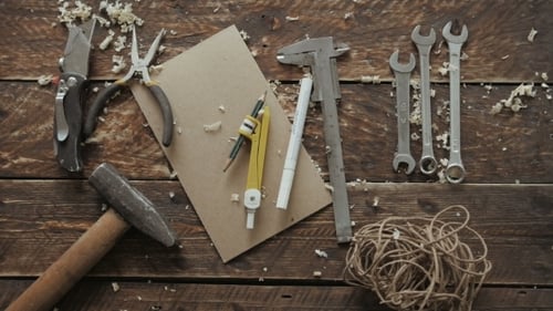 Draufsicht Ingenieurwerkzeuge, Bremssättel, Hummer-Schraubenschlüssel-Zangen