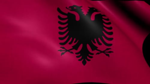 Realistic Waving Albania Flag Loop Animation