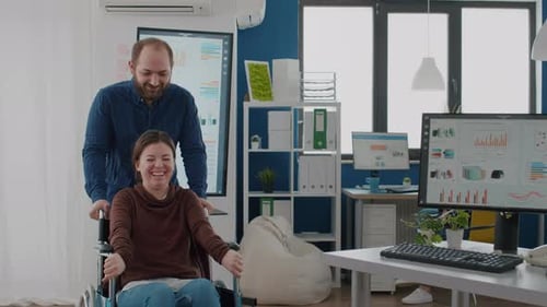 Cheerful Colleagues Having Fun in Modern Office