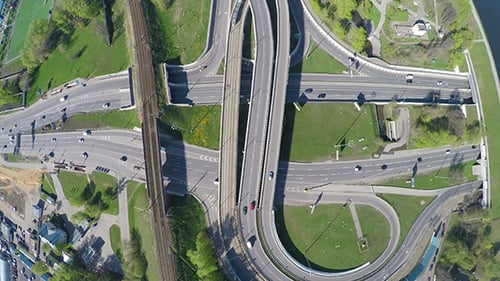 Aerial View Of A Freeway Intersection