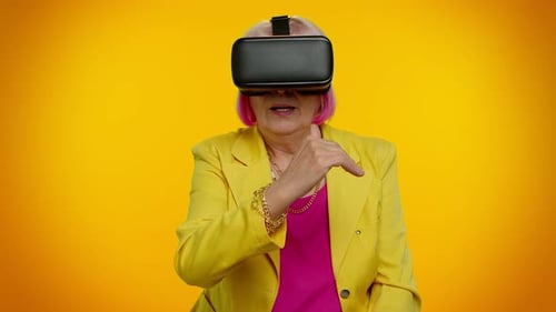 Senior Woman Using Virtual Reality Headset