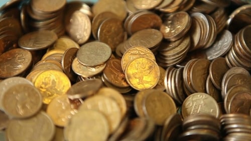 Pile of Gold Coins Close Up View