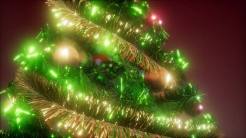 Joyful Studio Shot of a Christmas Tree with Colorful Lights