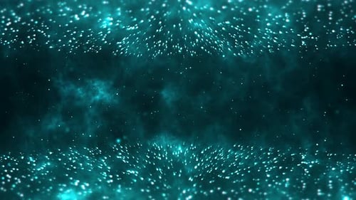 dramatisch Hintergrund der Partikelbildung mit Strahlen hellblauer Energie im Hintergrund 4k Rendering