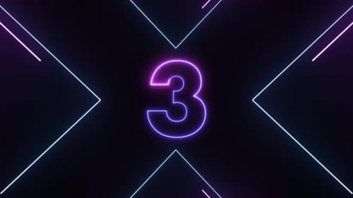 Moderner, aufregender digitaler Timer mit 5-zu-1-Countdown-Timer im Neonlichtstil auf schwarzem Hintergrund