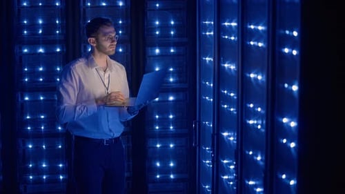 Male Server Engineer in Data Center