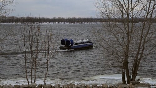 Passenger Hovercraft Floating on the River