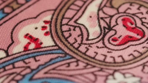 Macro Shot of Colorful Vintage Pattern Fabric