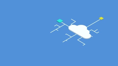 Infografía de nube de computadora isométrica de concepto moderno con aplicación
