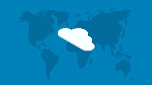 Infografía de nube de computadora isométrica de concepto moderno con aplicación