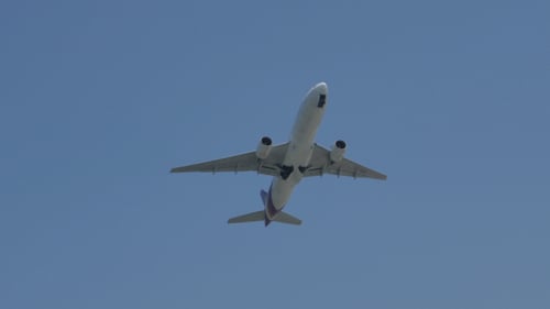 Passenger Airplane Taking Off into Blue Sky