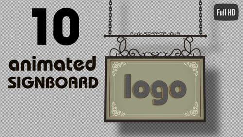 Animated Ornate Shop Signboard Logo and Text Titles