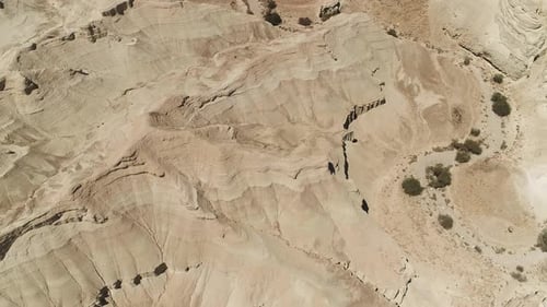 Aerial View of Desert Landscape with Rock Formations