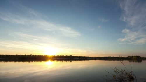 Lake With Reflection On The Water, Of From Day To Nigh