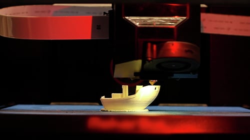 3D Printer Creating Miniature Boat