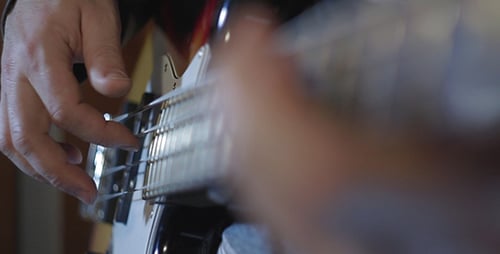 Guitar Player Playing Electric Guitar Close Up