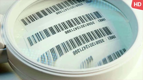 Magnifying Glass over Barcodes and IMEI Labels