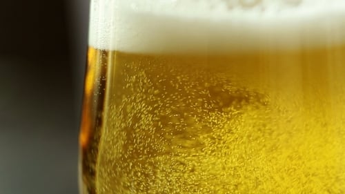 Close Up of Bubbles in Freshly Poured Beer