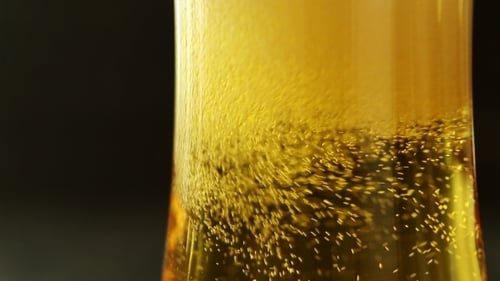 Golden Beer Being Poured into Glass