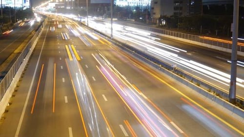 Urban Highway Time Lapse at Night