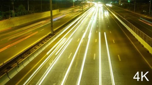 Time-Lapse of Night Traffic on City Expressway