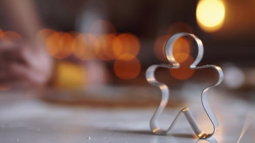 Gingerbread Man Cookie Being Made for Christmas