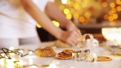 Hands Kneading Dough for Christmas Cookies at Home