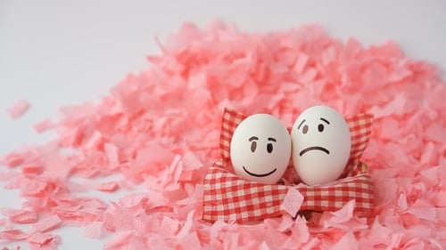 Painted Eggs with Happy and Sad Faces