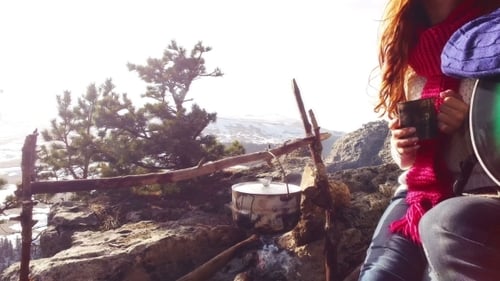 Couple Enjoying Music at Camp in the Mountains