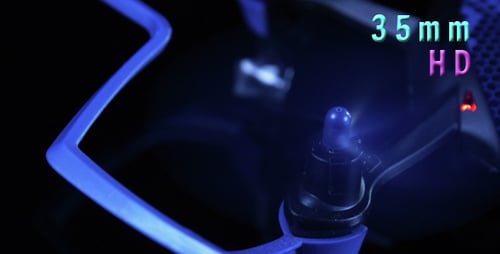 Drone Motor with Blue Propeller Guards Close Up