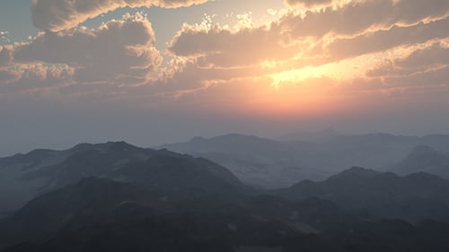 Time-Lapse Clouds and Golden Sunset Over Mountain Range