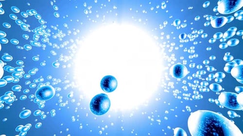 Glowing Blue Spheres Expanding Abstract Science Background