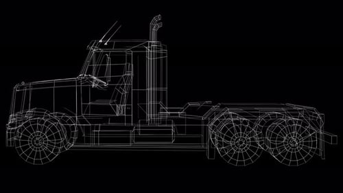 Low Poly 3D Car Heavy Truck Wireframe